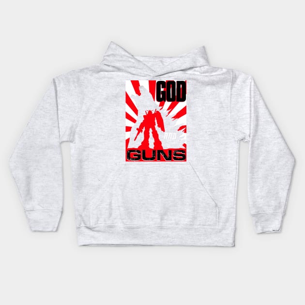 Godzilla & Gundams! v2 Kids Hoodie by Cultural Barbwire